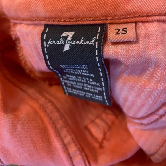 7 For All Mankind Orange Tie Dye Skinny Jeans - Picture 7 of 11
